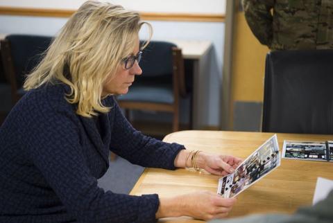 U.S. Rep. Liz Cheney receives a safety brief before departing on a 37th Helicopter Squadron UH-1N Huey Feb. 10, 2017, at F.E. Warren Air Force Base, Wyoming.